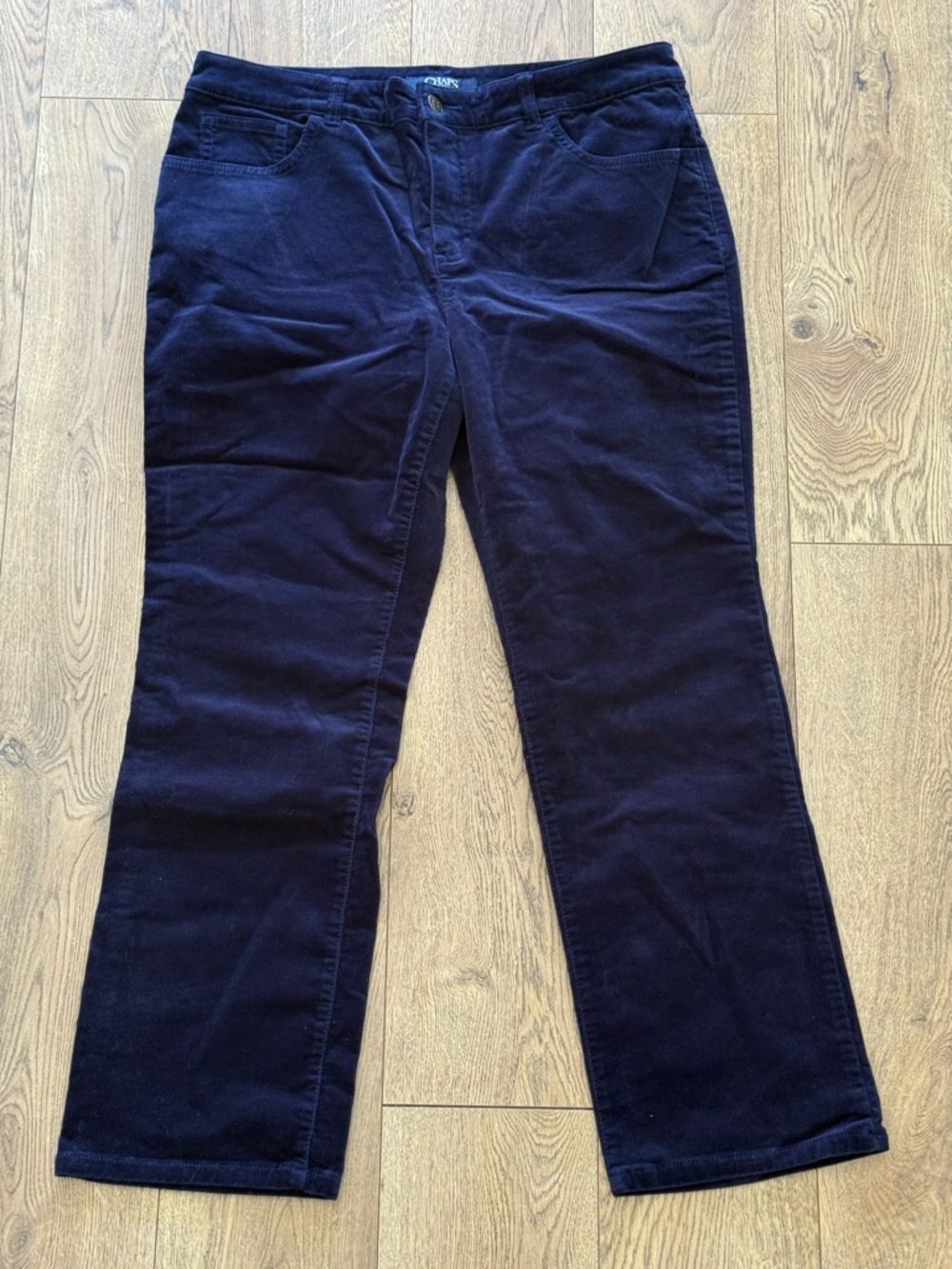Women’s Chaps Petite Navy Corduroy Flare Wide-Leg Jeans